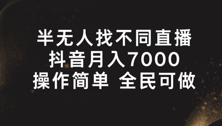 半无人找不同直播，月入7000+，操作简单 全民可做【揭秘】-无双资源网