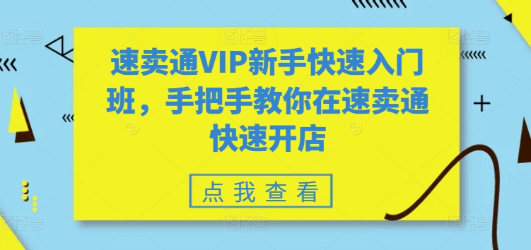 速卖通VIP新手快速入门班，手把手教你在速卖通快速开店-无双资源网