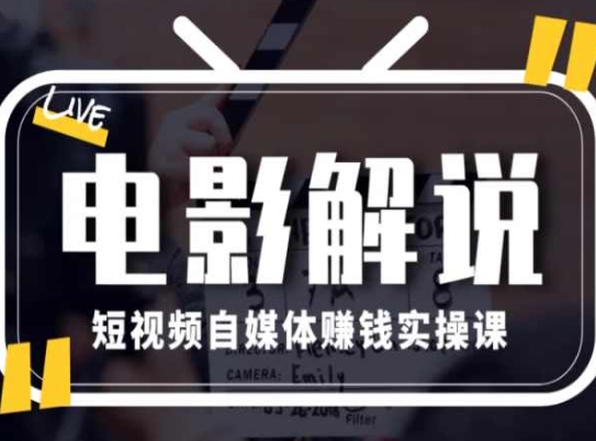 电影解说短视频自媒体赚钱实操课，教你做电影解说短视频，月赚1万-无双资源网