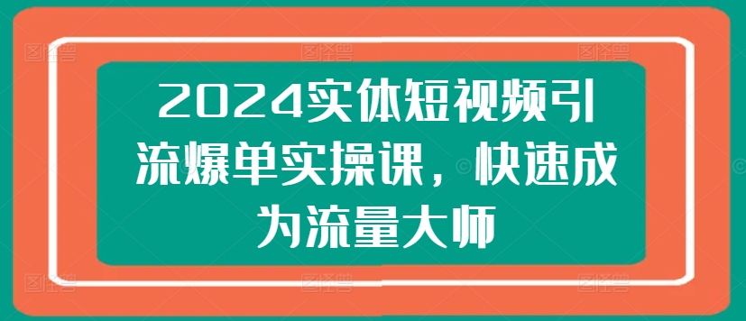 2024实体短视频引流爆单实操课，快速成为流量大师-无双资源网