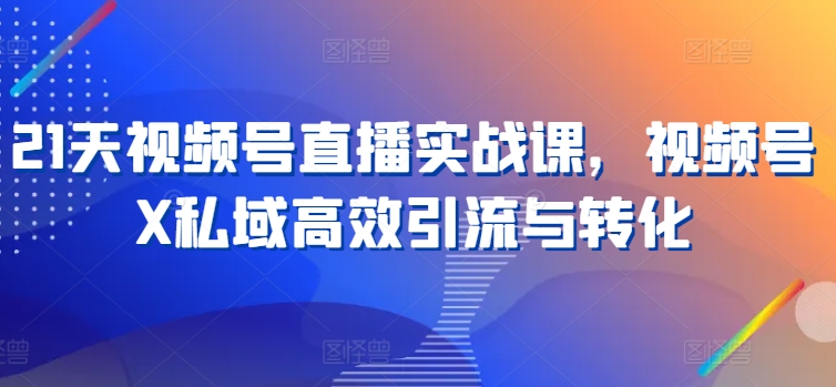 21天视频号直播实战课，视频号X私域高效引流与转化-无双资源网