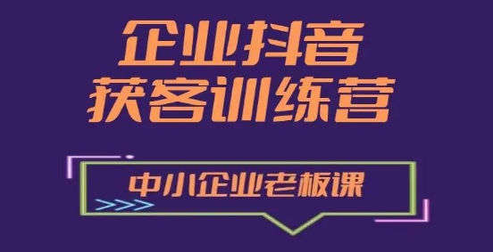 企业抖音营销获客增长训练营，中小企业老板必修课-无双资源网