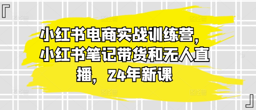 小红书电商实战训练营，小红书笔记带货和无人直播，24年新课-无双资源网