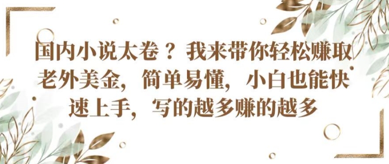 国内小说太卷 ?带你轻松赚取老外美金，简单易懂，小白也能快速上手，写的越多赚的越多【揭秘】-无双资源网