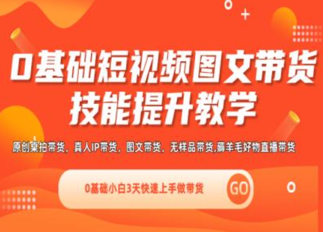 0基础短视频图文带货实操技能提升教学(直播课+视频课),0基础小白3天快速上手做带货-无双资源网