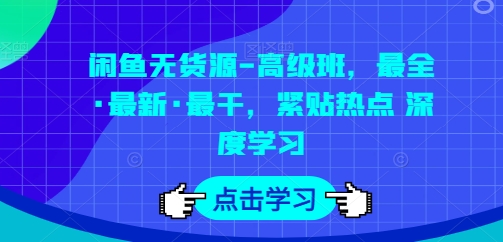 闲鱼无货源-高级班，最全·最新·最干，紧贴热点 深度学习-无双资源网