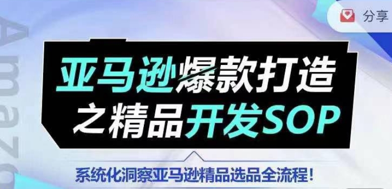 【训练营】亚马逊爆款打造之精品开发SOP，系统化洞察亚马逊精品选品全流程-无双资源网