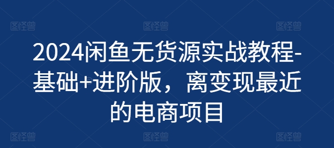 2024闲鱼无货源实战教程-基础+进阶版，离变现最近的电商项目-无双资源网