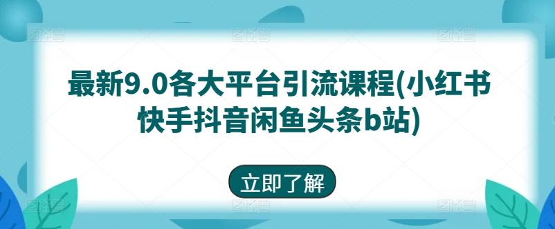 最新9.0各大平台引流课程(小红书快手抖音闲鱼头条b站)-无双资源网