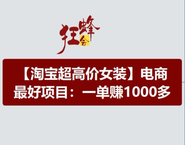 淘宝超高价女装项目，电商最好赛道，一单赚1000多-无双资源网