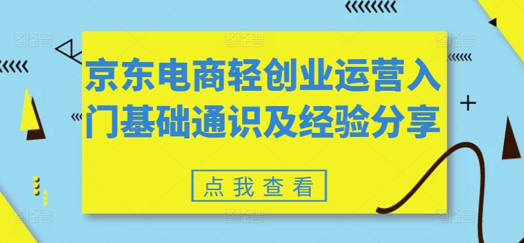 京东电商轻创业运营入门基础通识及经验分享-无双资源网