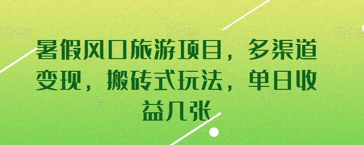 暑假风口旅游项目，多渠道变现，搬砖式玩法，单日收益几张【揭秘】-无双资源网