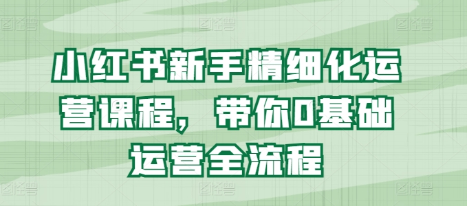 小红书新手精细化运营课程，带你0基础运营全流程-无双资源网