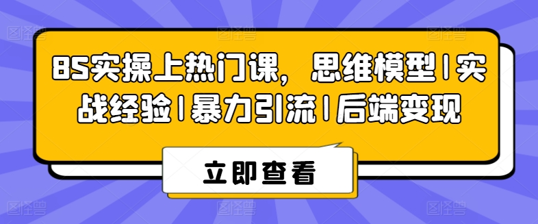 8S实操上热门课，思维模型|实战经验|暴力引流|后端变现-无双资源网