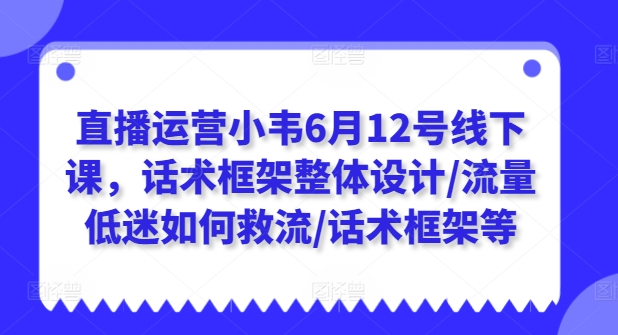 直播运营小韦6月12号线下课，话术框架整体设计/流量低迷如何救流/话术框架等-无双资源网