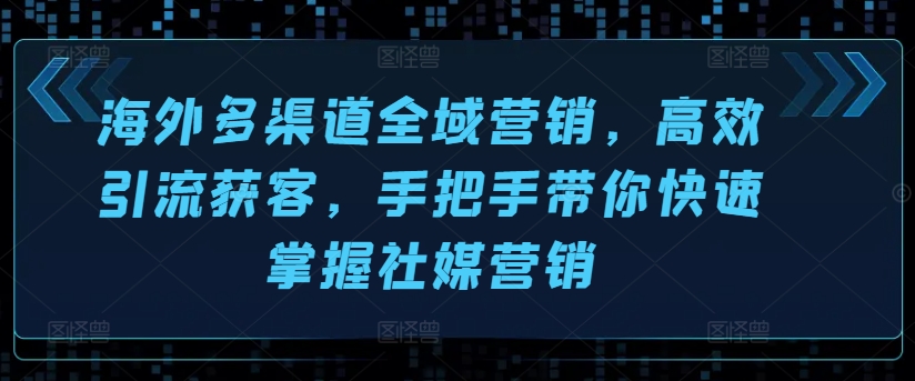 海外多渠道全域营销，高效引流获客，手把手带你快速掌握社媒营销-无双资源网