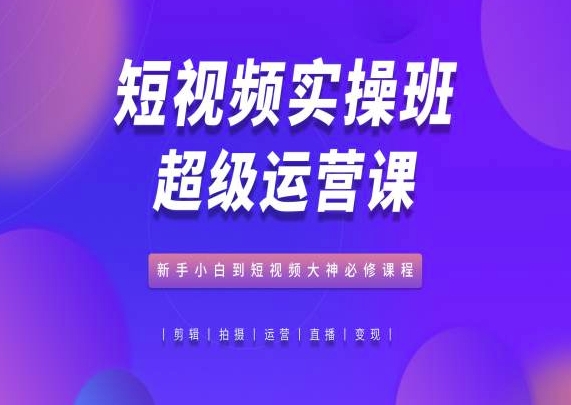 短视频实操班超级运营课，新手小白到短视频大神必修课程-无双资源网