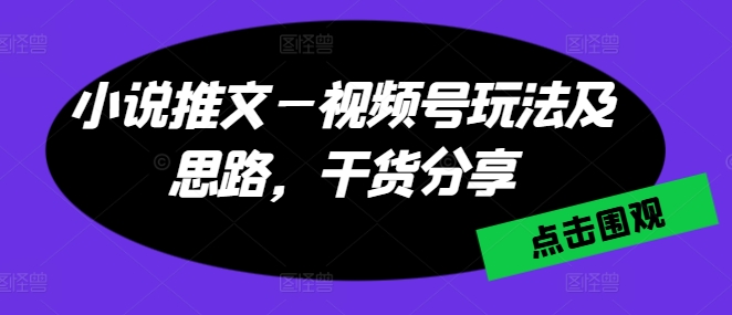 小说推文—视频号玩法及思路，干货分享-无双资源网