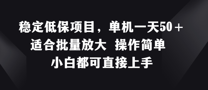 稳定低保项目，单机一天50+适合批量放大 操作简单 小白都可直接上手【揭秘】-无双资源网