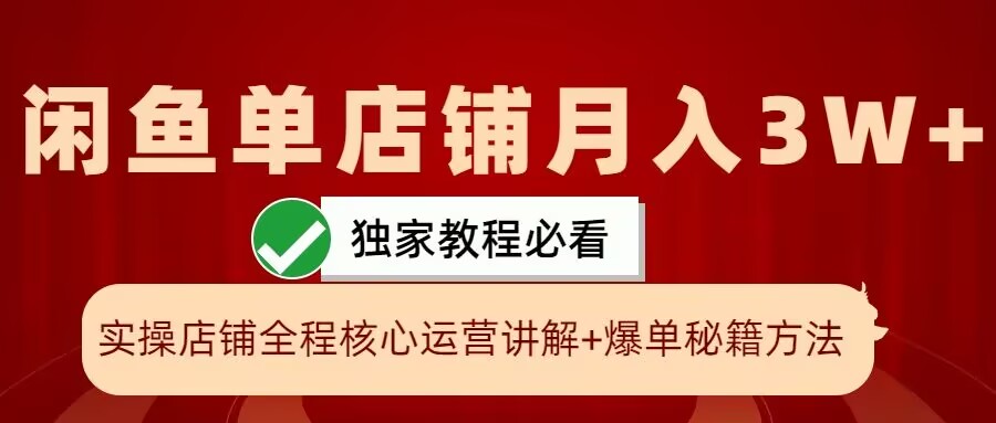 闲鱼单店铺月入3W+实操展示，爆单核心秘籍，一学就会【揭秘】-无双资源网