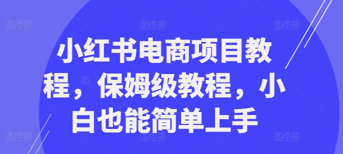 小红书电商项目教程，保姆级教程，小白也能简单上手-无双资源网