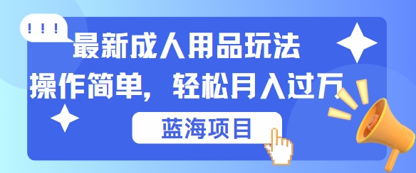 最新成人用品项目玩法，操作简单，动动手，轻松日入几张【揭秘】-无双资源网