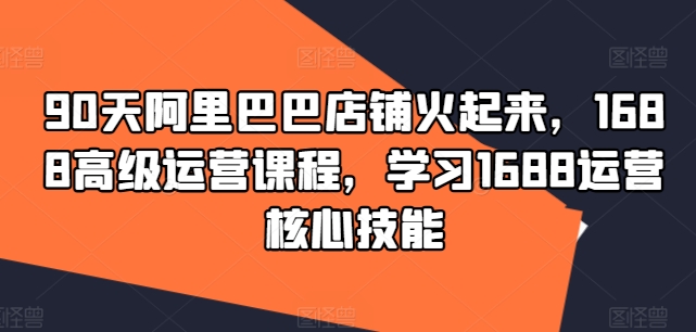 90天阿里巴巴店铺火起来，1688高级运营课程，学习1688运营核心技能-无双资源网