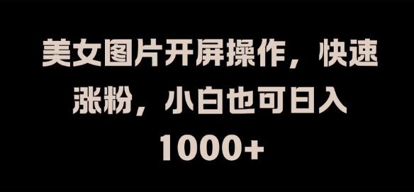 美女图片开屏操作，快速涨粉，小白也可日入1k【揭秘】-无双资源网