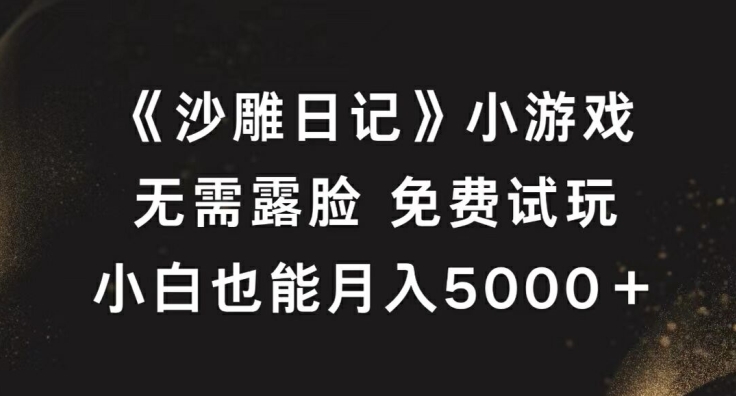 《沙雕日记》小游戏，无需露脸免费试玩，小白也能月入5000+【揭秘】-无双资源网