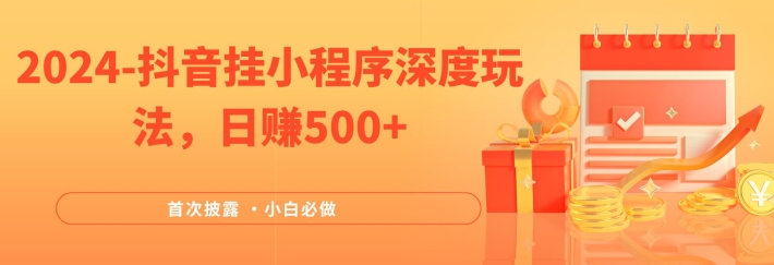 2024全网首次披露，抖音挂小程序深度玩法，日赚500+，简单、稳定，带渠道收入，小白必做【揭秘】-无双资源网