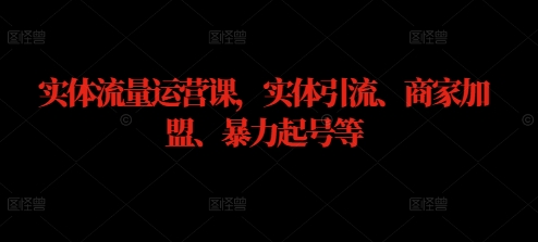 实体流量运营课，实体引流、商家加盟、暴力起号等-无双资源网