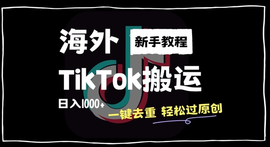 2024最新海外TikTok搬运玩法，一键去重轻松过原创，新手无经验也能日入1k【揭秘】-无双资源网