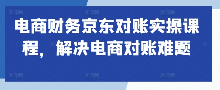 电商财务京东对账实操课程，解决电商对账难题-无双资源网