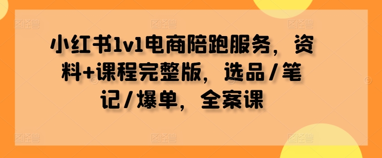 小红书1v1电商陪跑服务，资料+课程完整版，选品/笔记/爆单，全案课-无双资源网