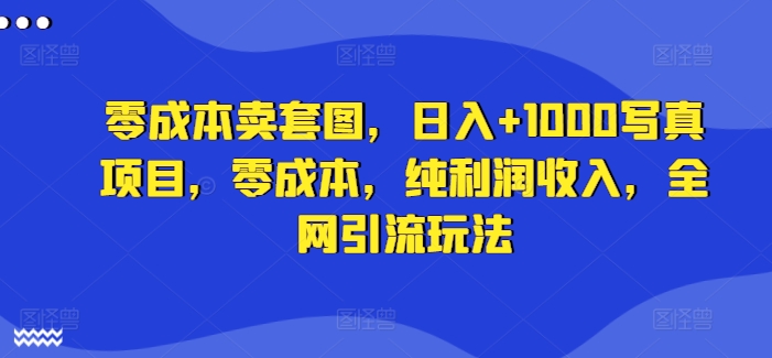 零成本卖套图，日入+1000写真项目，零成本，纯利润收入，全网引流玩法-无双资源网