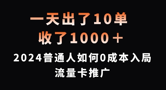 一天出了10单，收了1000+，2024普通人如何0成本入局流量卡推广【揭秘】-无双资源网