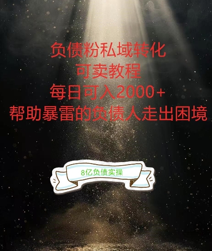 负债粉掘金计划，帮助负债者解决问题，债务规划，债务重组，最好的变现方式【揭秘】-无双资源网