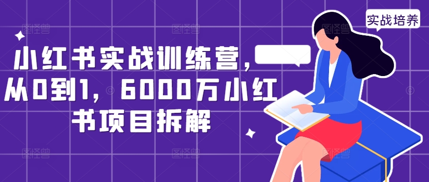 小红书实战训练营，从0到1，6000万小红书项目拆解-无双资源网