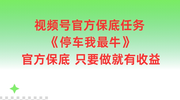 视频号官方保底任务，停车我最牛，官方保底只要做就有收益【揭秘】-无双资源网