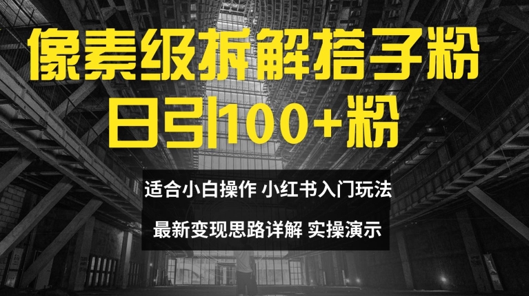 像素级拆解搭子粉，日引100+，小白看完可上手，最新变现思路详解【揭秘】-无双资源网