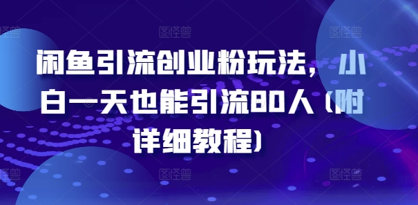 闲鱼引流创业粉玩法，小白一天也能引流80人(附详细教程)-无双资源网