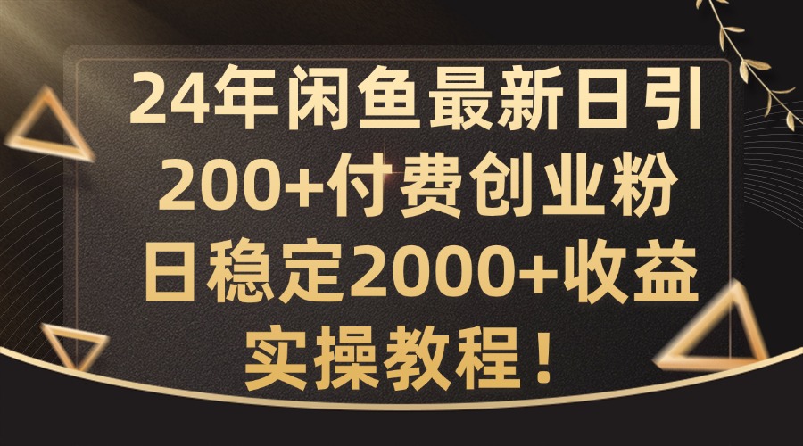 24年闲鱼最新日引200+付费创业粉日稳2000+收益，实操教程【揭秘】-无双资源网