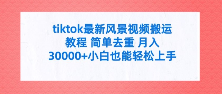 tiktok最新风景视频搬运教程 简单去重 月入3W+小白也能轻松上手【揭秘】-无双资源网